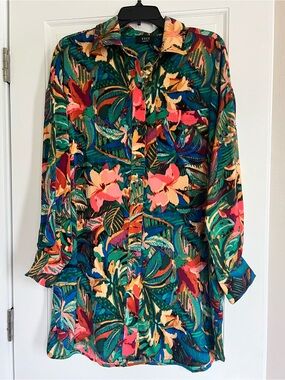 Vici Floral Button-Up Dress in Teal, Pink, Yellow, Orange